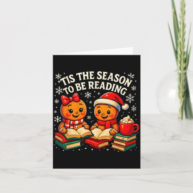Cartão ’tis The Season To Be Reading Book Lover Design  (Frente)
