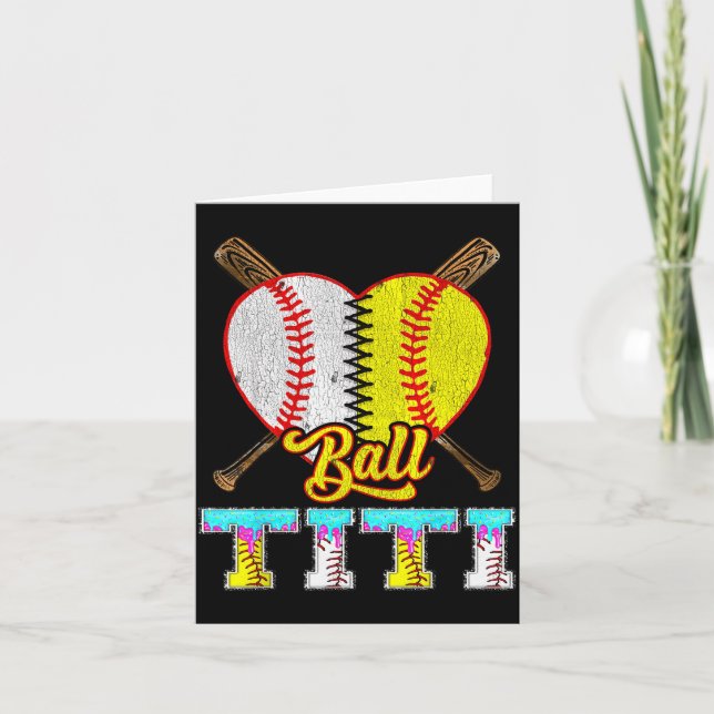 Cartão Titi Of Both Half Baseball Softball Ice Cream Drip (Frente)