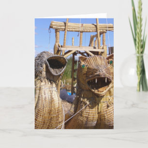 Cartão titicaca boat faces