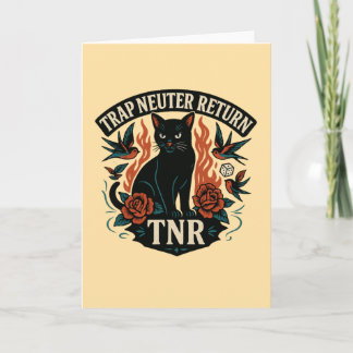 Cartão TNR Gato Rockabilly Vintage Gato Preto Tatuagem