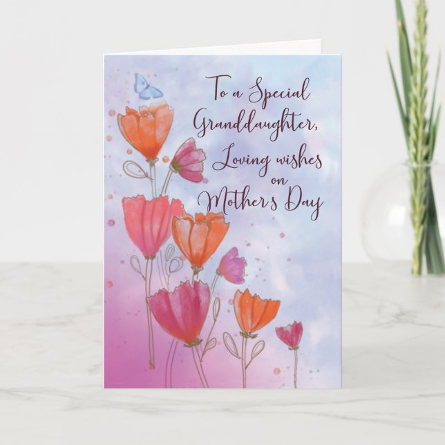 Cartão To Granddaughter Mothers Day Love with Orange Card (Frente)