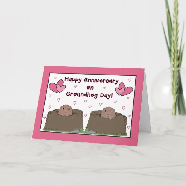 Cartão To Spouse, Happy Anniversary on Groundhog Day (Frente)