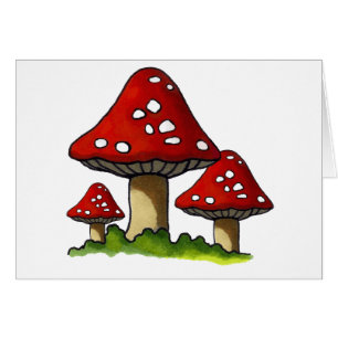 Cartão Toadtstools vermelho, cogumelo: Arte Freehand