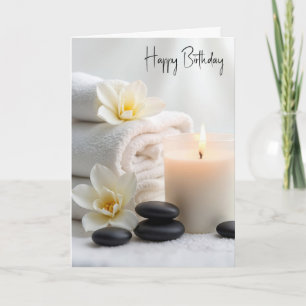 Cartão Toalhas de Spa de Aniversário Com Flores de Magnól
