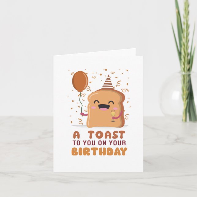 Cartão Toast To You Puns Birthday Card (Frente)