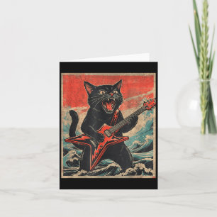 Cartão Toca Rock Guitarrista Vintage Gato Estilo de Banda