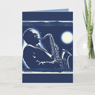 Cartão Toca Saxofone Blues Pop Art Músicos Música