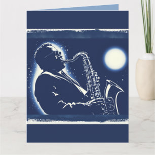 Cartão Toca Saxofone Blues Pop Art Músicos Música