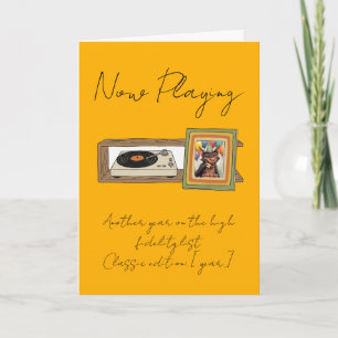 Cartão Tocador de Vinil Retro Foto Personalizada