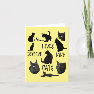 Cartão Todas as vidas merecem nove gatos Citação divertid
