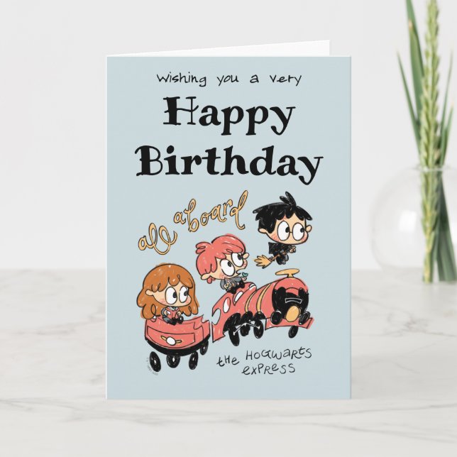 Cartão Todos a bordo do Hogwarts Express Birthday (Frente)