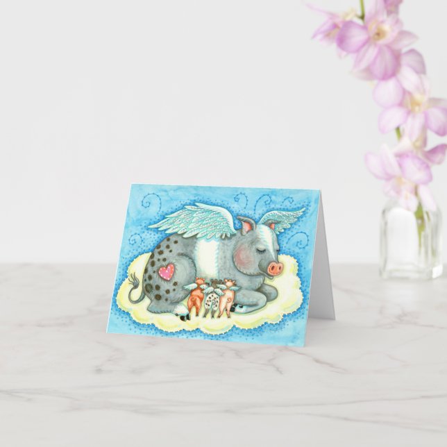 Cartão TODOS OS BONS PIGLETS VÃO PARA O CÉU, Vazio DE PIG (Orquídea)