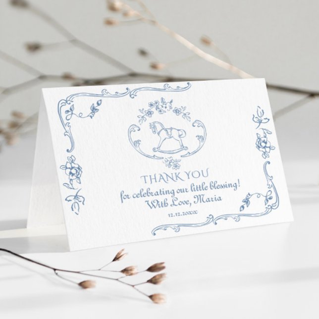 Cartão Toile Elegant armação cavalo de balanço Obrigado (Criador carregado)