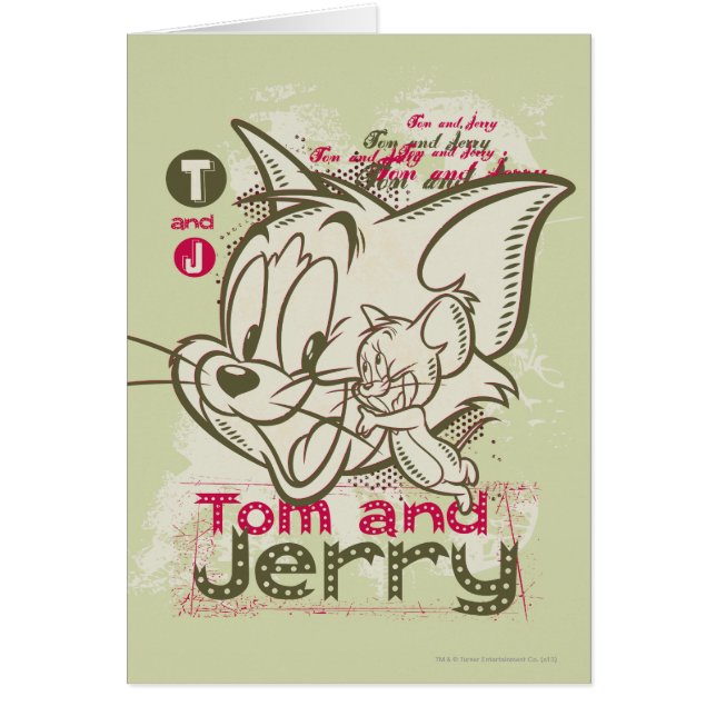 Cartão Tom e Jerry Rosa e Verde (Frente)