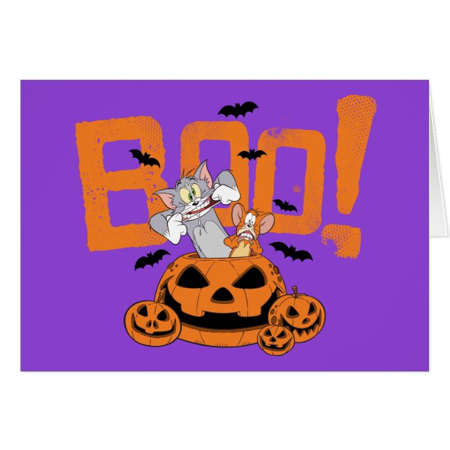 Cartão Tom & Jerry | Boo Feliz Halloween (Frente Horizontal)