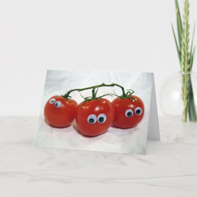 Cartão Tomates de Bobo de olhos googeados (Frente)
