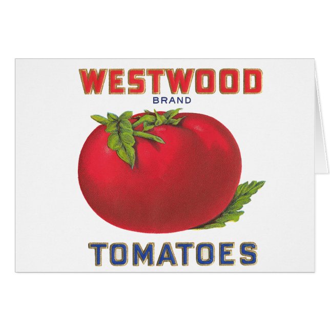 Cartão Tomates Westwood - Etiqueta de Fruta de vindima (Frente Horizontal)