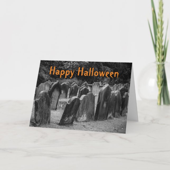 Cartão Tombstones Halloween Graveyard Personalizáveis (Frente)