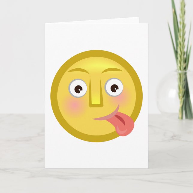 Cartão Tongue Out Emoji Funny Goofy Face (Frente)
