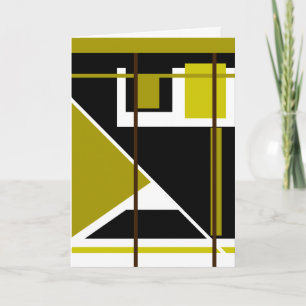 Cartão Tons de Oliva Preto Branco Geométrico Abstrato
