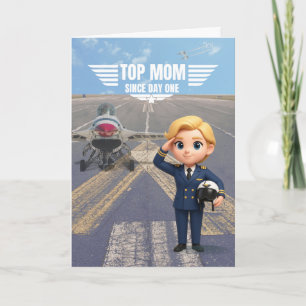 Cartão Top Mom Aviation - Cartão Divertido para a