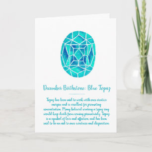 Cartão Topázio Azul Pedra de Nascimento de Dezembro Aquar