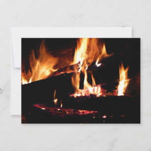 Cartão Toras na Lareira Fotografia de Fogo Quente