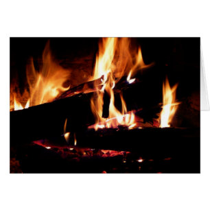 Cartão Toras na Lareira Fotografia de Fogo Quente