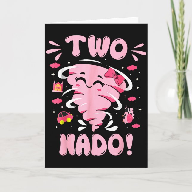 Cartão Tornado 2 Year Old Girl Birthday Two Nado 2nd Bday (Frente)