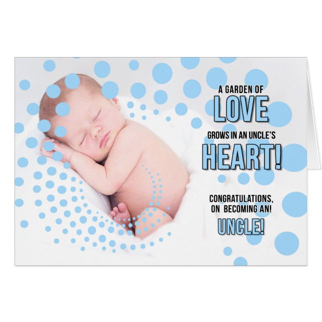 Cartão Tornando-se um Tio Parabéns Sobrinho de Pontos Azu (Frente Horizontal)