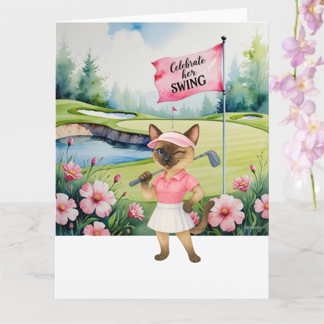 Cartão Torneio de Golfe para Golfe de Gato Siamês (Orquídea)