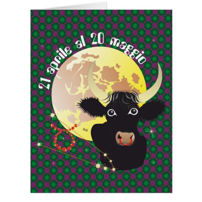 Cartão Toro 21 al 20 Biglietti Aprile maggio d'auguri (Frente)