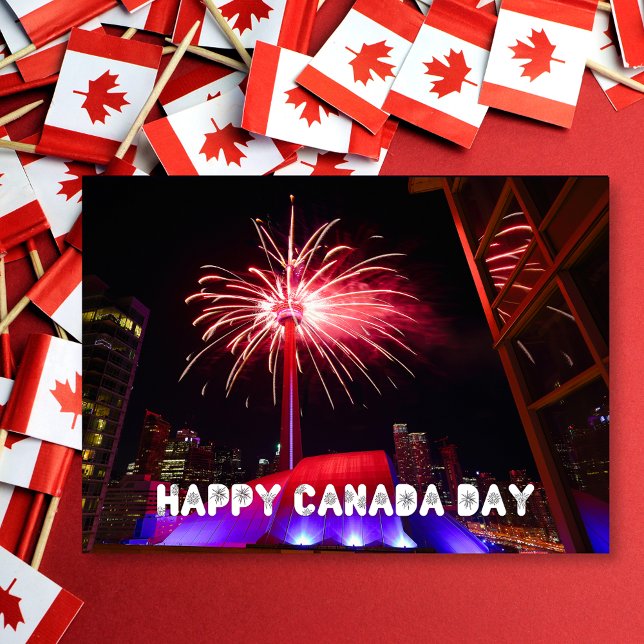 Cartão Toronto CN Tower Fireworks Happy Canada Day (Criador carregado)