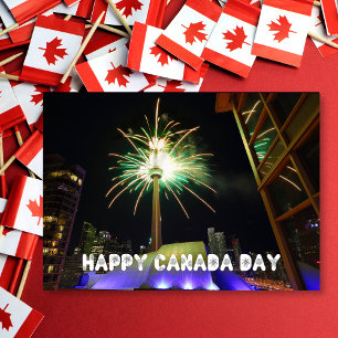 Cartão Toronto CN Tower Fireworks Happy Canada Day