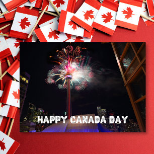 Cartão Toronto CN Tower Fireworks Happy Canada Day