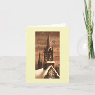 Cartão Torre da Igreja de Natal Vintage