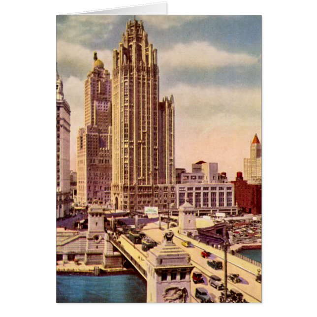 Cartão Torre da tribuna de Chicago, Illinois (Frente)