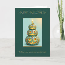 Torre de Abóbora de Halloween Teal Personalizada