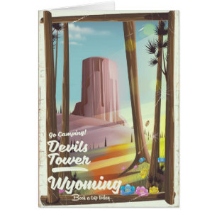 Cartão Torre do Diabo, Wyoming impressão de acampamento v