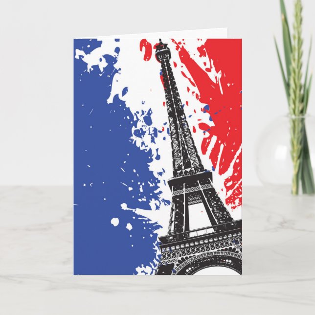 Cartão Torre Eiffel | bandeira do Grunge de Paris, France (Frente)