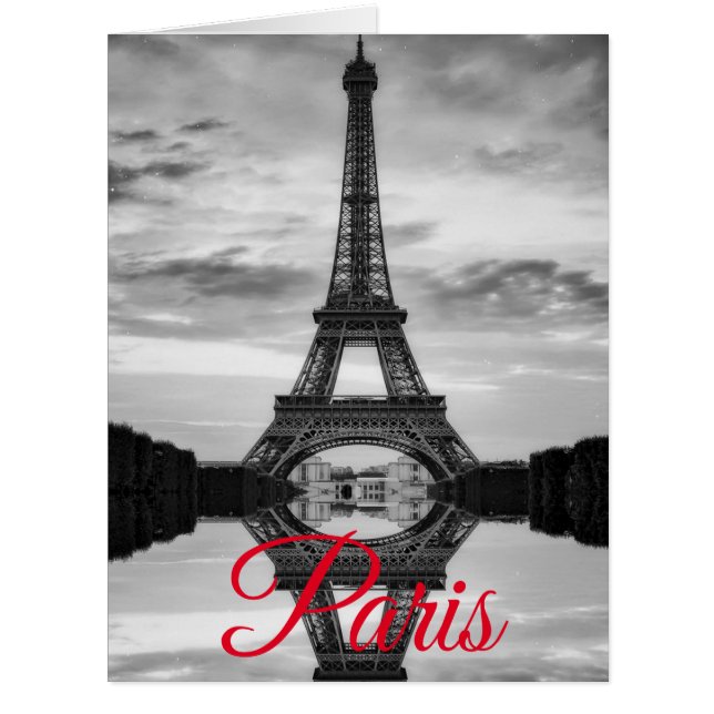 Cartão Torre Eiffel Branca Negra Torre Paris Viagem (Frente)