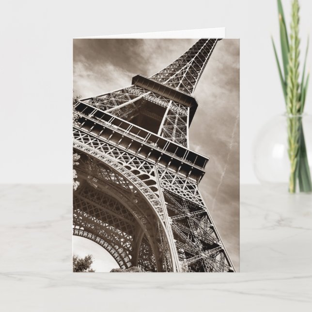 Cartão Torre Eiffel Cor Sepia Paris (Frente)