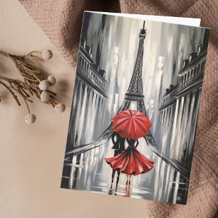 Cartão Torre Eiffel de Aniversário Paris Casal Amor Român