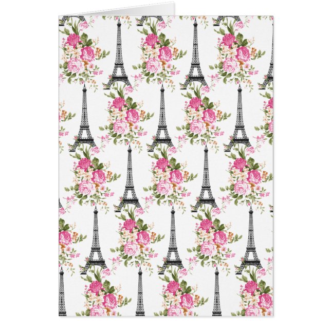Cartão Torre Eiffel floral (Frente)