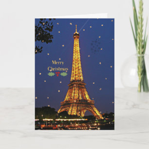 Cartão Torre Eiffel Natal, fotografia festiva de feriado