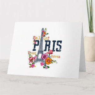Cartão Torre Eiffel Paris Shirt Salut Flor Paris Fra