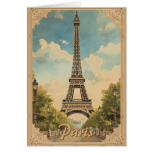 Cartão Torre Eiffel Paris Viagem Estilo Vintage Arte Retr