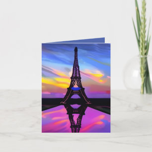 Cartão Torre Eiffel Picturesca Em Um Sunset Brilhante