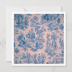 Cartão Torre francesa de jouy azul e branco elegante