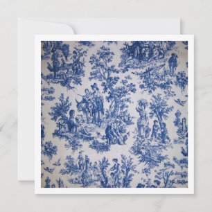 Cartão Torre francesa de jouy azul e branco elegante